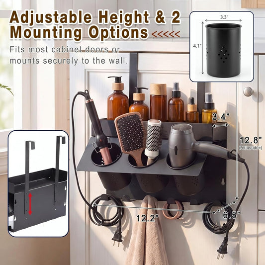Domensi Hair Tool Organizer Wall Mount Hair Dryer Holder for Cabinet Door