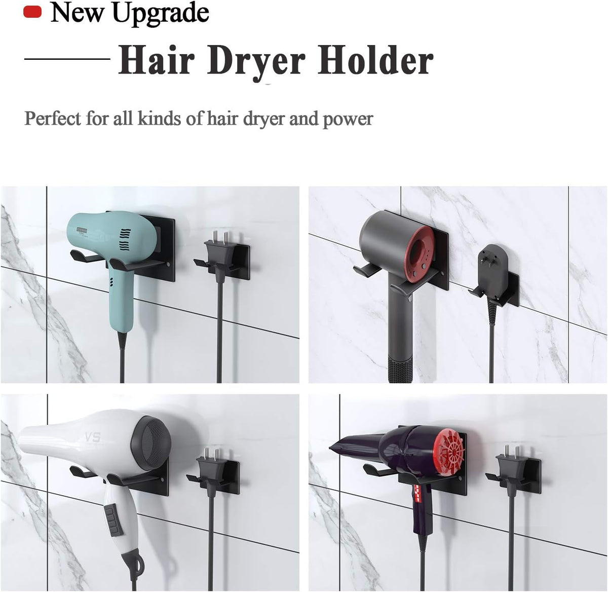 XIGOO Self Adhesive Hair Dryer Holder Wall Mounted