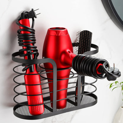 YIGII White Hair Dryer Holder - Adhesive Blow Dryer Holder/Hair Tool Organizer Bathroom Organizer Stick on Wall Mounted Multi-Functional Hair Dryer Rack for Wire Straightener, Shavers