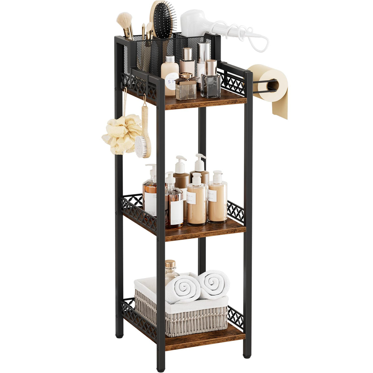 Bathroom Storage and Organizer Shelf Hair Dryer Holder, 9.85in