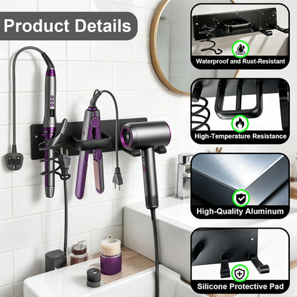 Hair Dryer Holder Wall Mount, Easy Assemble Hair Tool Organizer