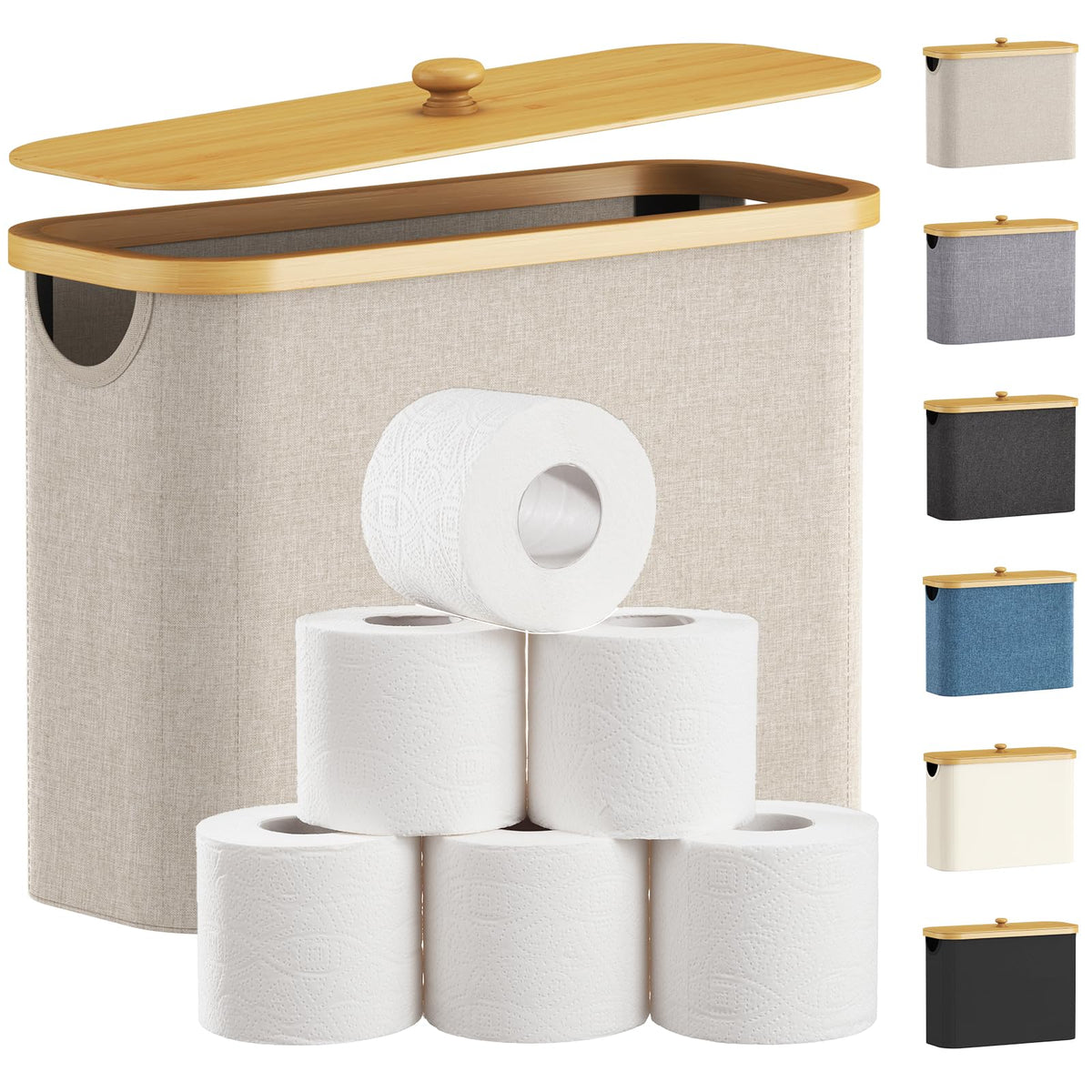 Lifewit Toilet Paper Storage Holder, Extra Large Stand Basket, 30L, White