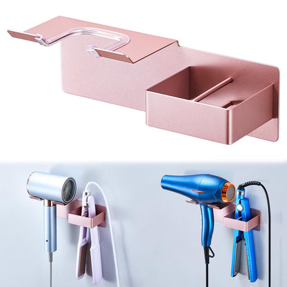 Hair Dryer and Straightener Holder Wall Mounted, Metal Adhesive Hair Tool Organizer for Blow Dryer, Curling Iron, Flat Iron, Bathroom Vanity Salon Barber Shops (Silver)