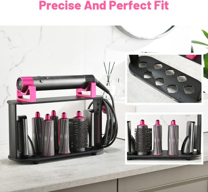 Foho Storage Holder Compatible for Dyson Airwrap Styler, 8-Holes Countertop Bracket Organizer Stand Storage Rack for Hair Curling Iron Wand Barrels Brushes Diffuser Nozzles for Home/Bedroom/Bathroom