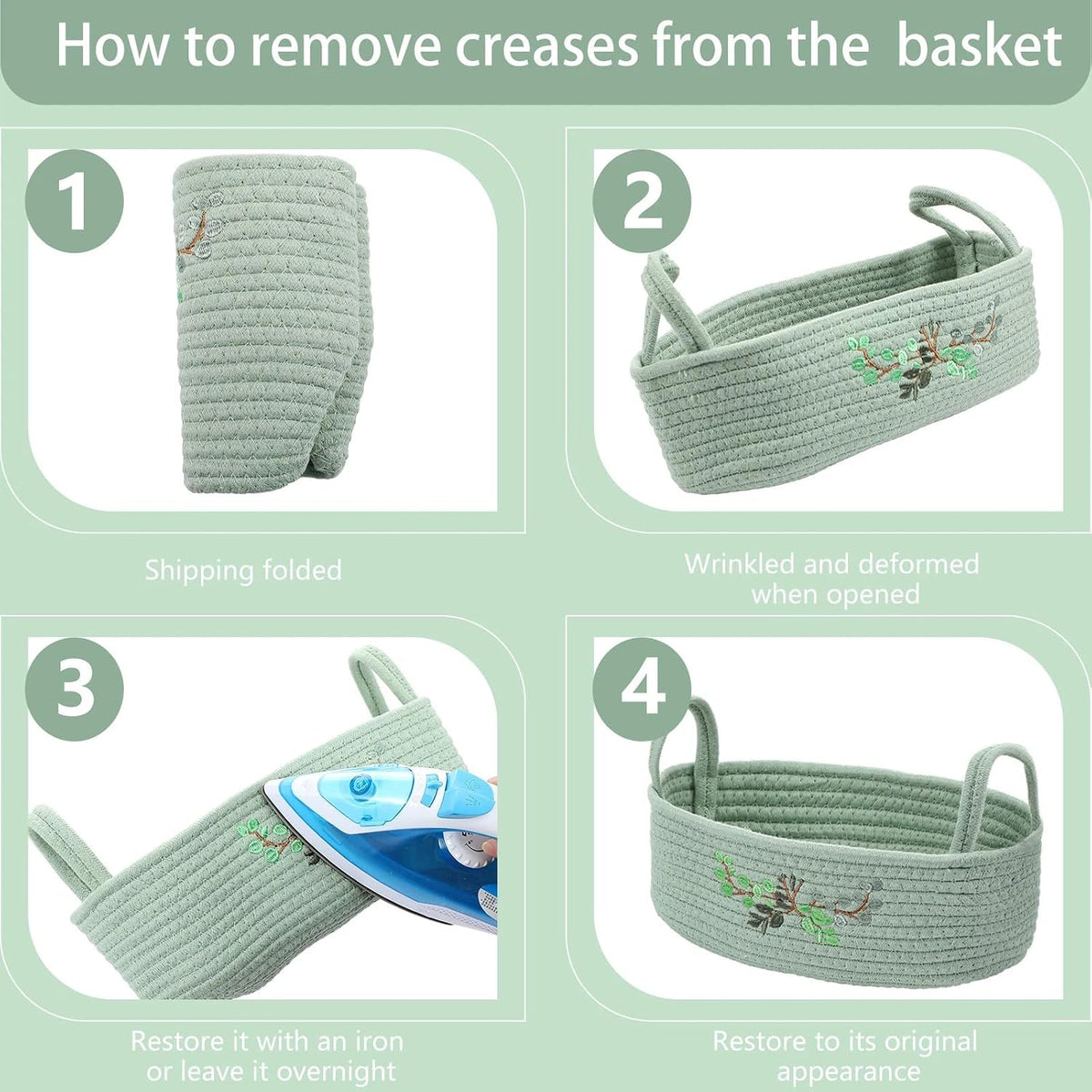 Vesici Eucalyptus Toilet Paper Storage Basket with Handles, Cotton Rope