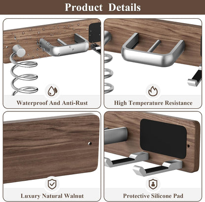 Tindbea Hair Dryer Holder Wall Mount Aluminum Alloy Hot Tools Organizer