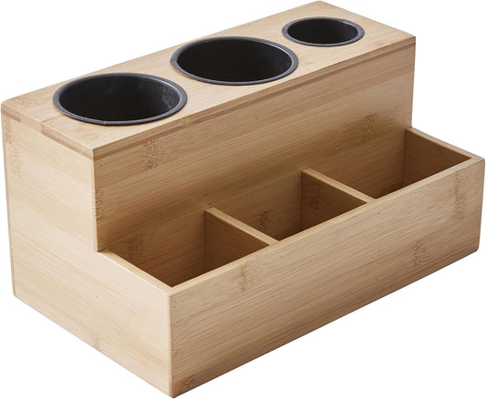 [Brand] Hair Styling Tool Organizer, Bamboo Storage Rack, Can Hold Hair Dryer, Straightener, Curling Iron, and Combs, Suitable for Countertop and Under Sink