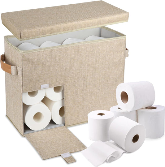 Toilet Paper Storage Basket, Collapsible Rolling Storage Bin Toilet Paper Holder for Bathroom, Tissue Toilet Paper Storage Cabinet with Wheel for Bathroom Organizer Container Dressers or Cabinets