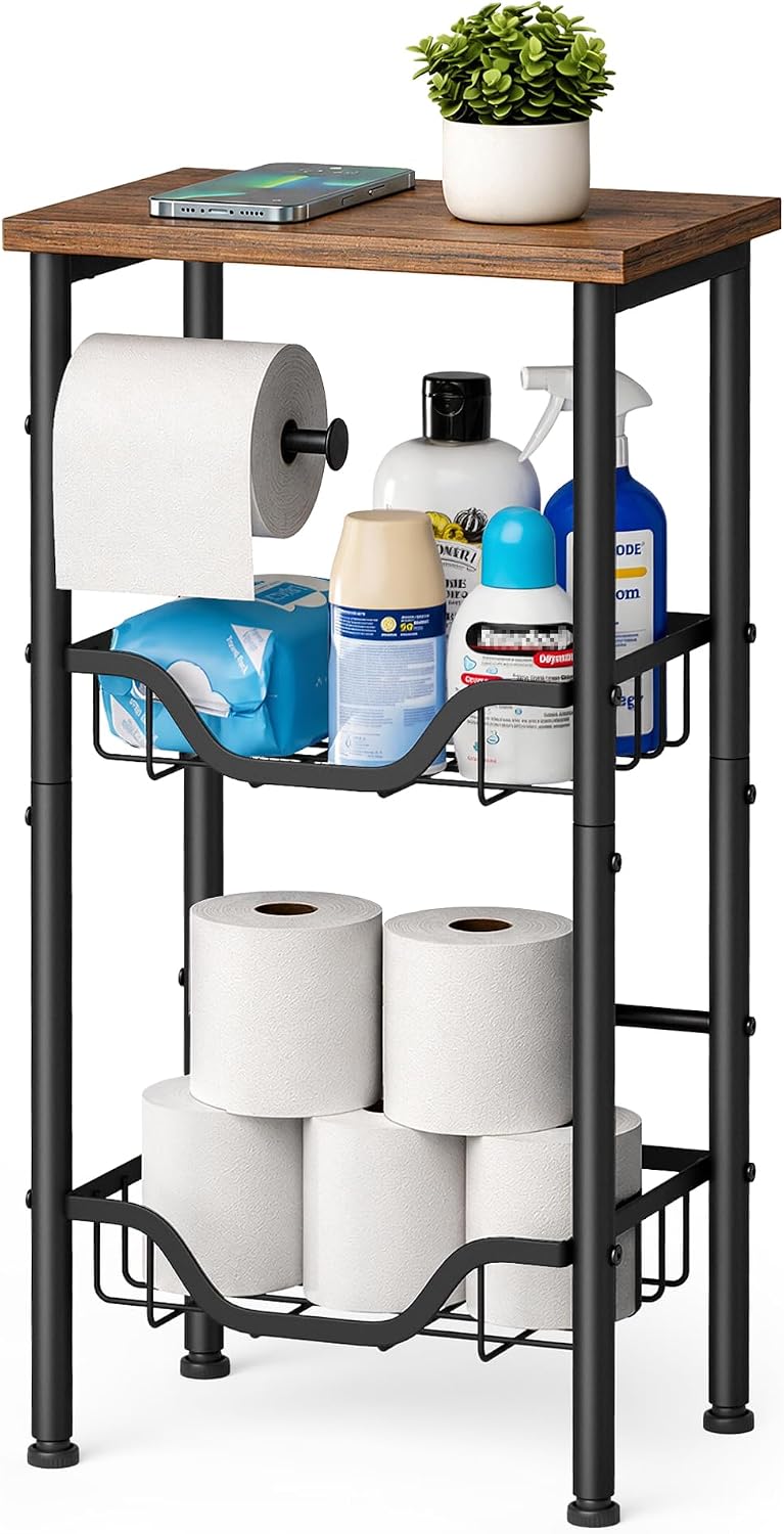 KIMBORA Toilet Paper Holder Stand with Storage for 4-9 Rolls Organizer