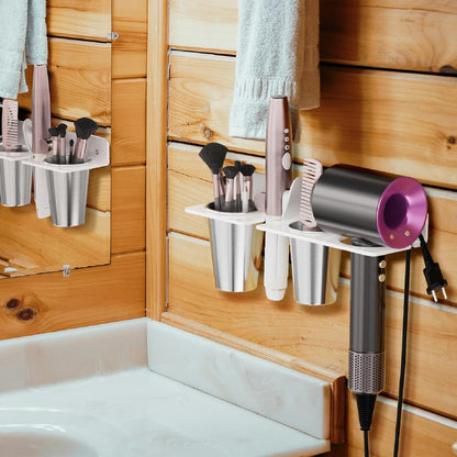 HIIMIEI Hair Tool Organizer Wall Mount, White Acrylic Hot Tool Holder
