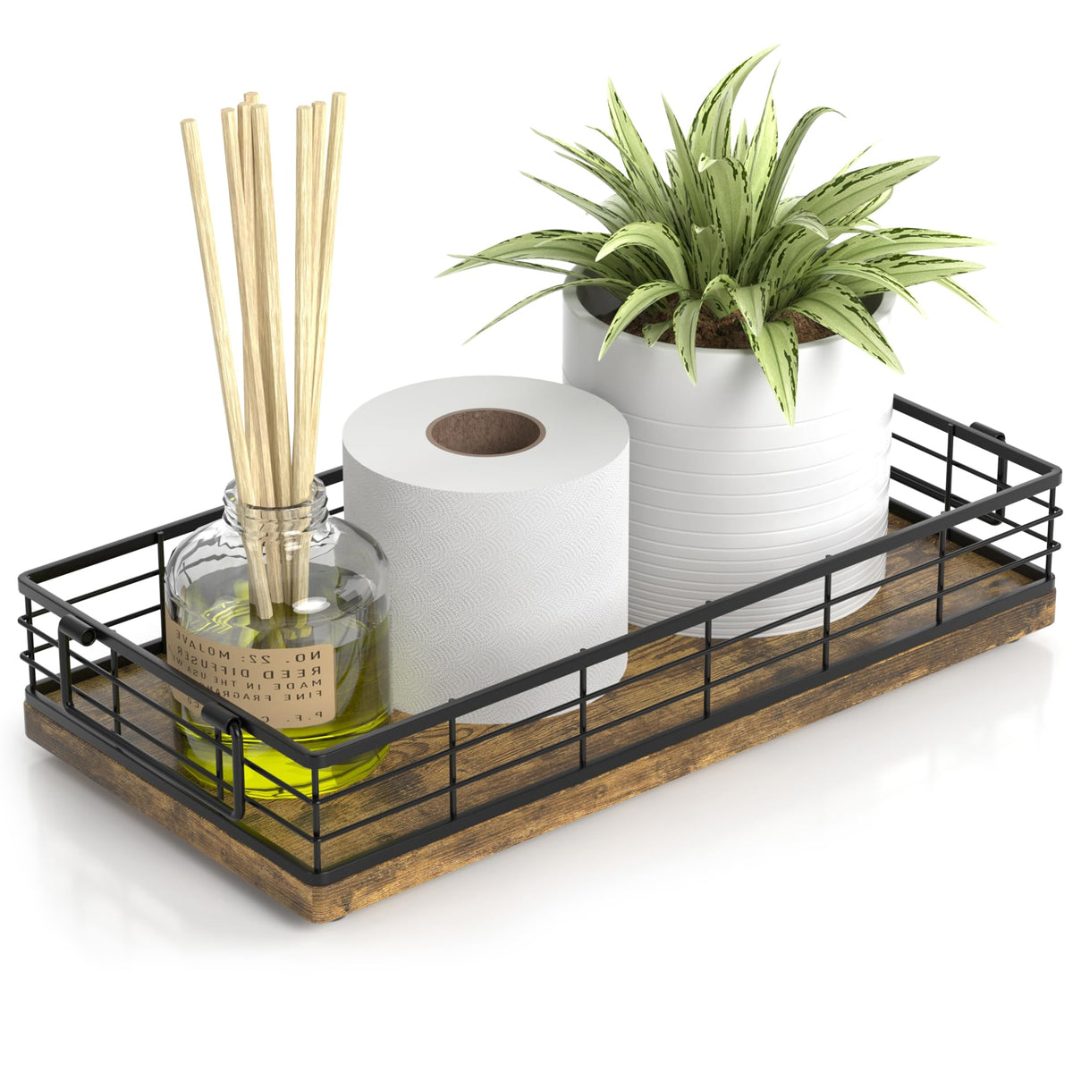 Toilet Paper Basket, 13 Inch Bathroom Toilet Tank Basket with Handles White