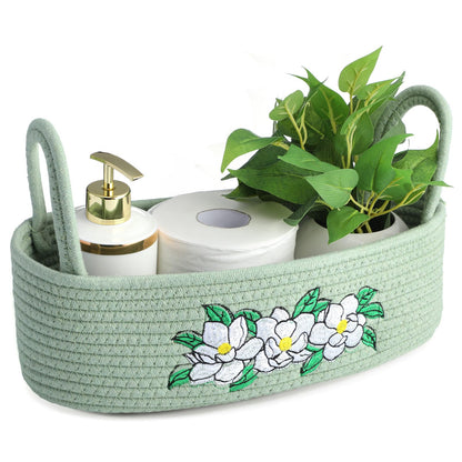 Vesici Eucalyptus Toilet Paper Storage Basket with Handles, Cotton Rope