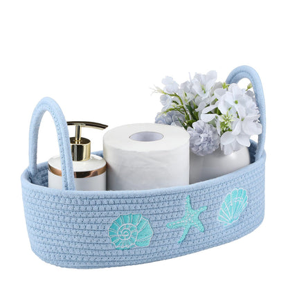 Vesici Eucalyptus Toilet Paper Storage Basket with Handles, Cotton Rope