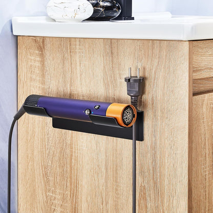 2 PCS Wall Mount Curling Iron Holder and Hair Tool Organizer with Adhesive, Multifunctional Hot Flat Iron and Hair Straightener Holder Storage Stand for Vanity, Cabinet and Wall, Black