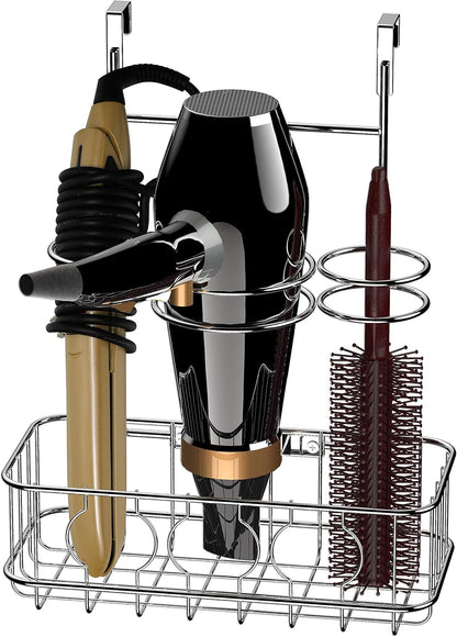 Simple Houseware Cabinet Door/Wall Mount Hair Dryer Tools Organizer, Chrome