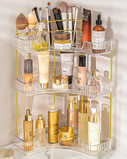 Makeup Organizer 2-Tier Bathroom Counter Organizer with Makeup Brush Holder