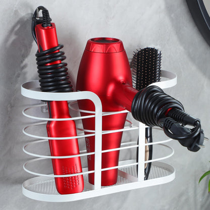 YIGII White Hair Dryer Holder - Adhesive Blow Dryer Holder/Hair Tool Organizer Bathroom Organizer Stick on Wall Mounted Multi-Functional Hair Dryer Rack for Wire Straightener, Shavers