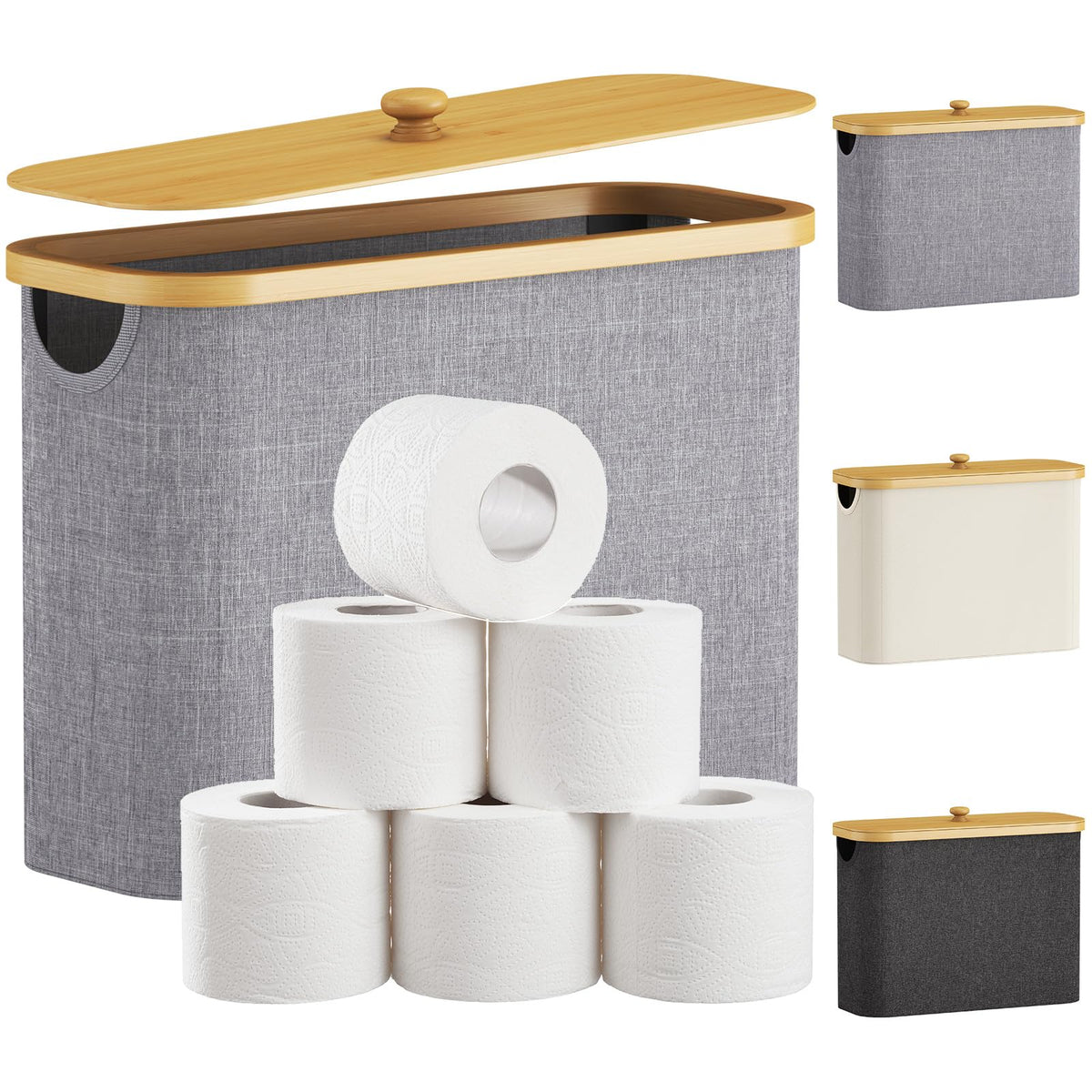 Lifewit Toilet Paper Storage Holder, Extra Large Stand Basket, 30L, White