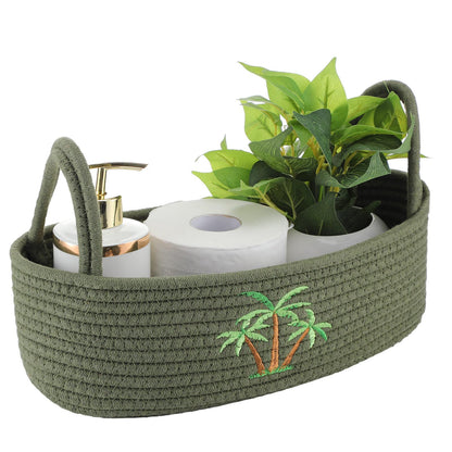 Vesici Eucalyptus Toilet Paper Storage Basket with Handles, Cotton Rope
