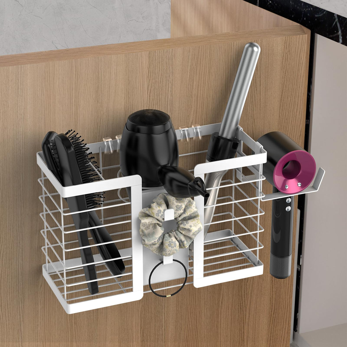 FUNKYLEE 3-in-1 Universal Hair Tool Organizer Wall Mount, Black