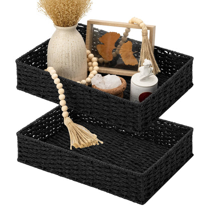 StorageWorks Wicker Toilet Paper Basket, Toilet Tank Basket for Bathroom