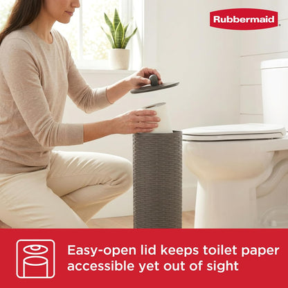 Rubbermaid Toilet Paper Holder Stand with Lid, Holds 4 Regular or Mega-Sized Rolls, Freestanding, Charcoal Gray