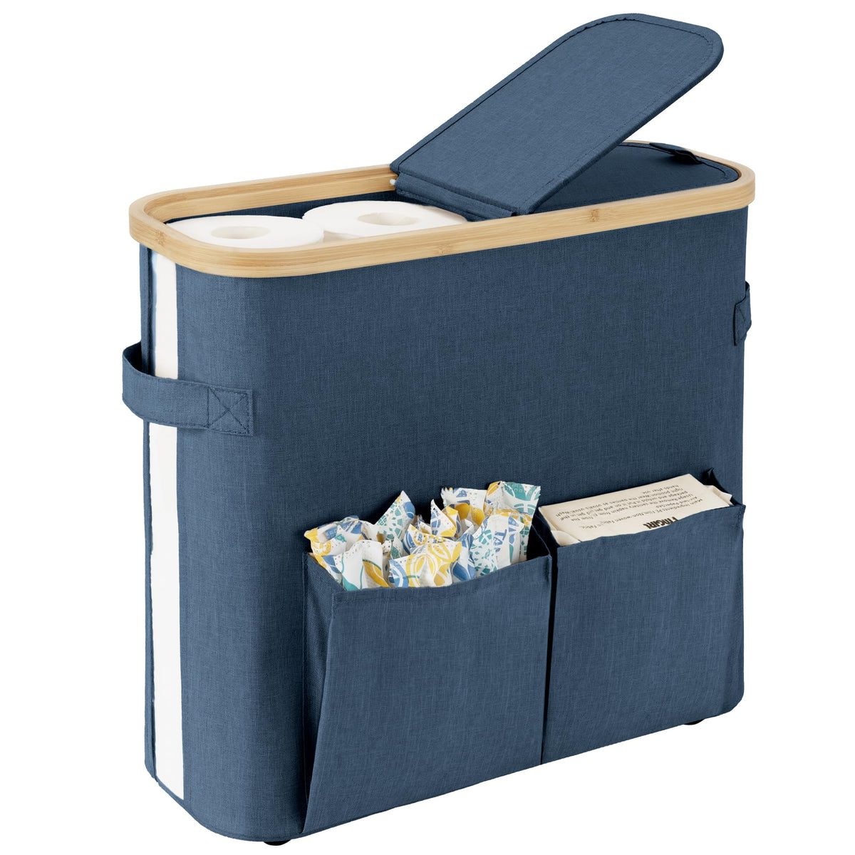 StorageWorks Toilet Paper Basket with Lid, Holds 9 Mega or 12 Regular