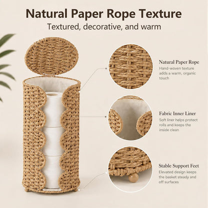 Coeusy Wicker Toilet Paper Holder Stand,Freestanding Bathroom Organizer