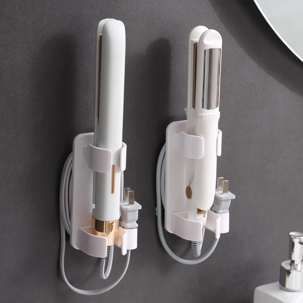 Wall-Mounted Hair Tool Organizer - Curling Iron, Straightener, and Dryer Holder for Bathroom Storage (1 Pack)