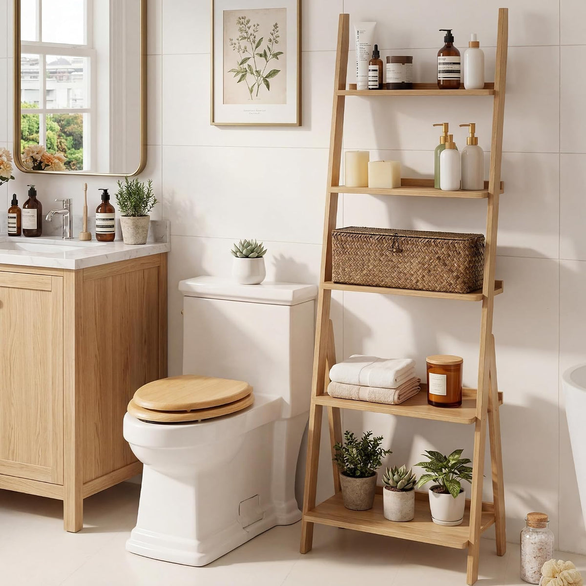 StorageWorks Wicker Basket with Lids, Large Toilet Paper Basket, Seagrass