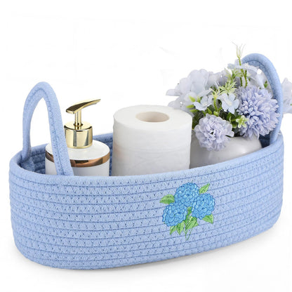 Vesici Eucalyptus Toilet Paper Storage Basket with Handles, Cotton Rope