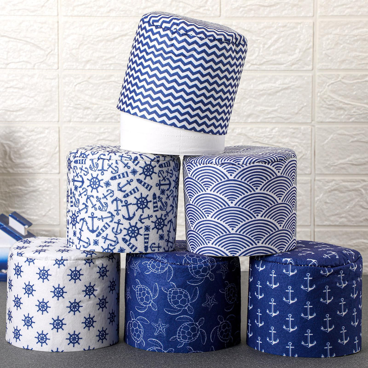 Hoolerry 6 Pcs Decorative Toilet Paper Roll Covers, Nautical