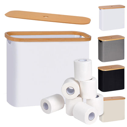 efluky Toilet Paper Basket, Toilet Paper Storage with Lid, Toilet Paper Organizer for Bathroom, Free Standing Toilet Paper Holder with Storage, Beige