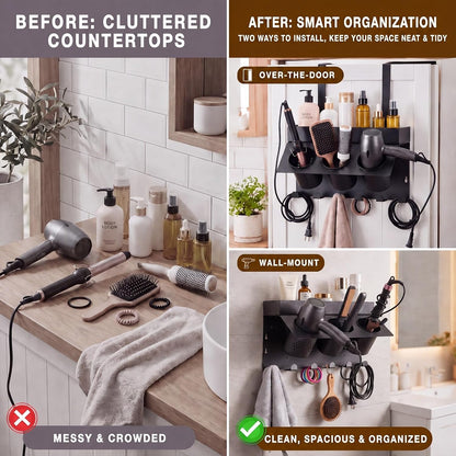 Domensi Hair Tool Organizer Wall Mount Hair Dryer Holder for Cabinet Door