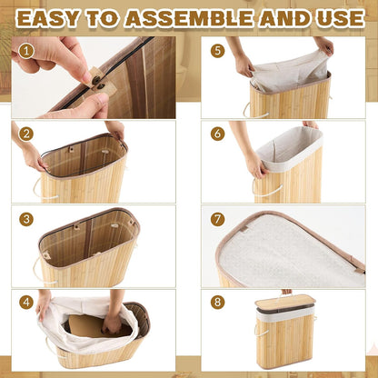 Leinuosen Bamboo Toilet Paper Storage Basket with Lid, Beige, Regular