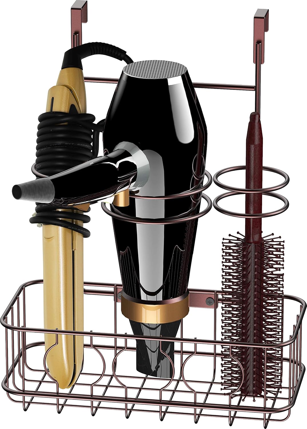 Simple Houseware Cabinet Door/Wall Mount Hair Dryer Tools Organizer, Chrome