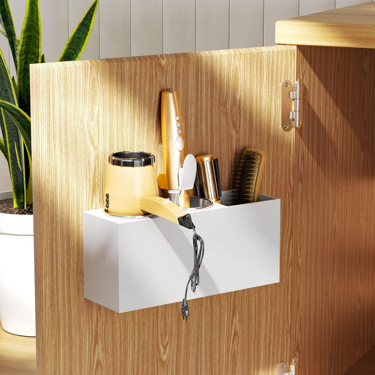 NIUBEE Hair Tool Organizer Wall Mount, Hair Dryer Holder for Bathroom,White