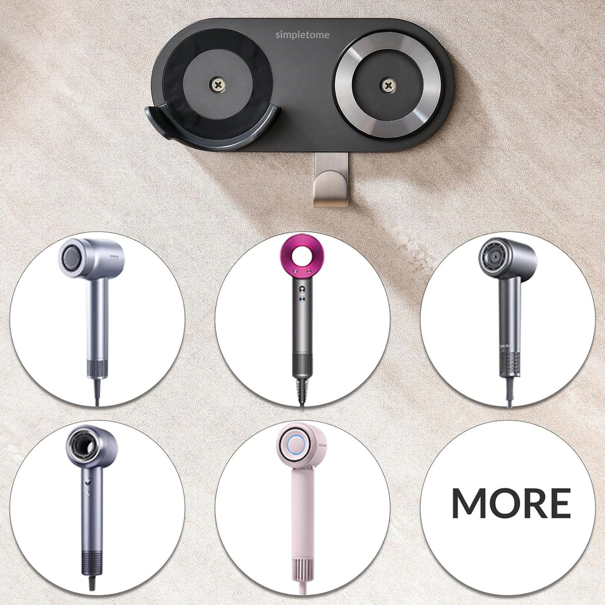Magnetic Hair Dryer Holder Wall Mount for Most High Speed Blow Dryer
