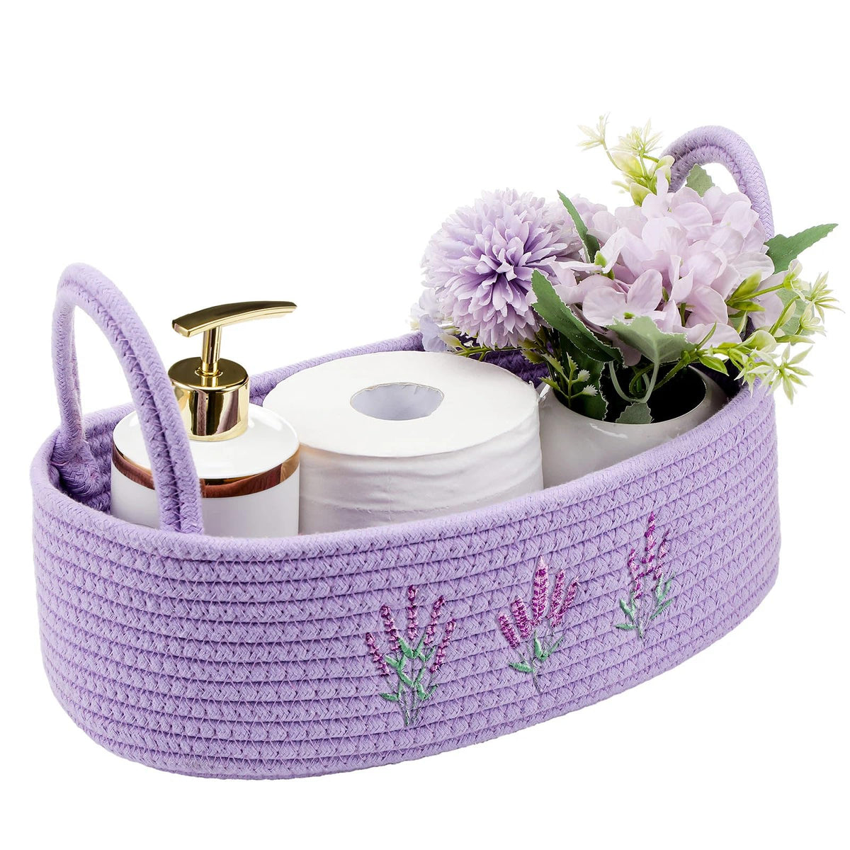 Vesici Eucalyptus Toilet Paper Storage Basket with Handles, Cotton Rope