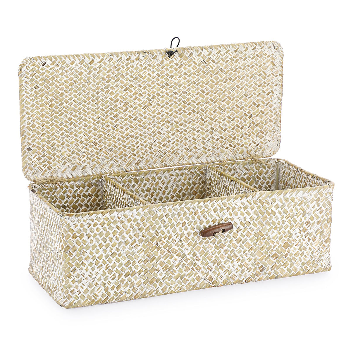 Hipiwe 3 Sections Toilet Tank Paper Basket with Lid Wicker Bathroom Basket