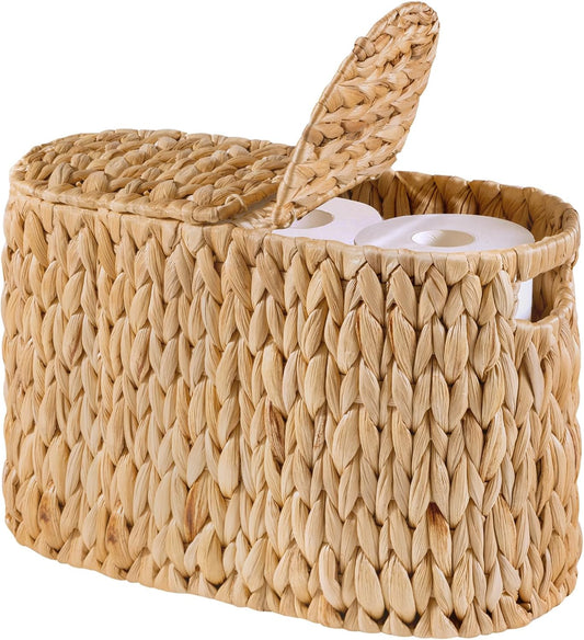 Toilet Paper Basket with Lid for 6 Rolls