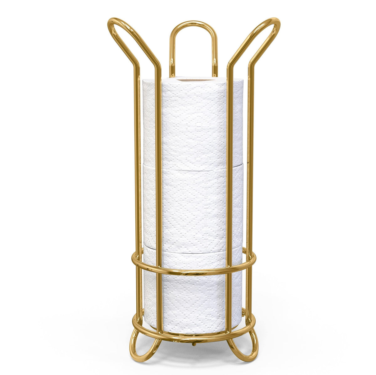 BROOKSTONE Over the Toilet Paper Holder Reserve - Toilet Paper Holder with Storage, Bathroom Toilet Paper Organizer, Metal Toilet Paper Roll Holder Fits Any Size Rolls - Matte White