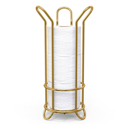 BROOKSTONE Over the Toilet Paper Holder Reserve - Toilet Paper Holder with Storage, Bathroom Toilet Paper Organizer, Metal Toilet Paper Roll Holder Fits Any Size Rolls - Matte White