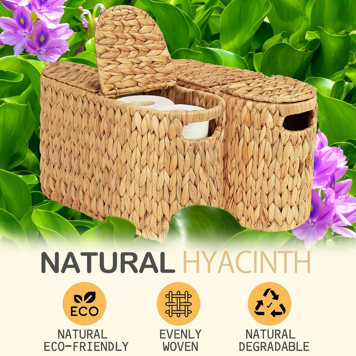 Toilet Paper Basket with Lid for 6 Rolls