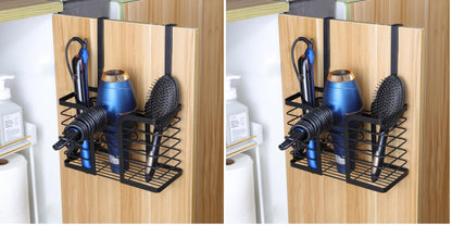 YIGII Hair Dryer Holder - Hair Tool Organizer 3-in-1 Blow Dryer Holder Adjustable Height, Bathroom Organizer Wall Mounted/Cabinet Door for Flat/Curling Irons, Hair Straighteners