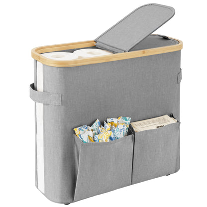 StorageWorks Toilet Paper Basket with Lid, Holds 9 Mega or 12 Regular