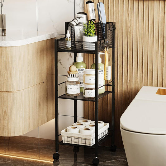 VITVITI Metal Hair Tool Organizer Shelf, Bathroom Storage Shelf Cart, Black