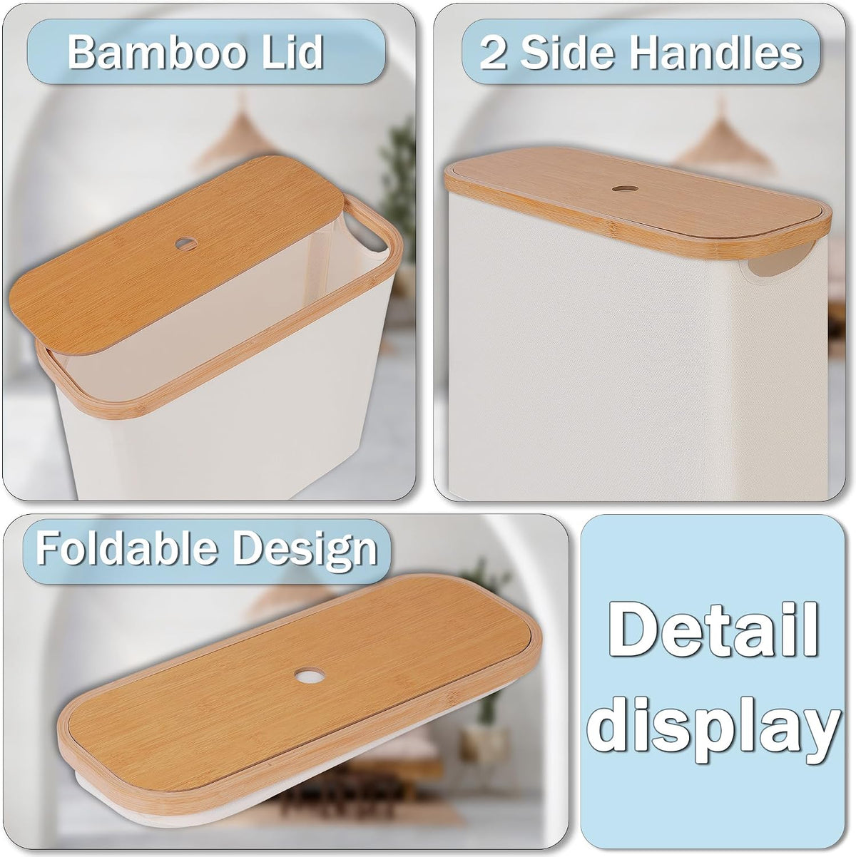 efluky Toilet Paper Basket, Toilet Paper Storage with Lid, Toilet Paper Organizer for Bathroom, Free Standing Toilet Paper Holder with Storage, Beige