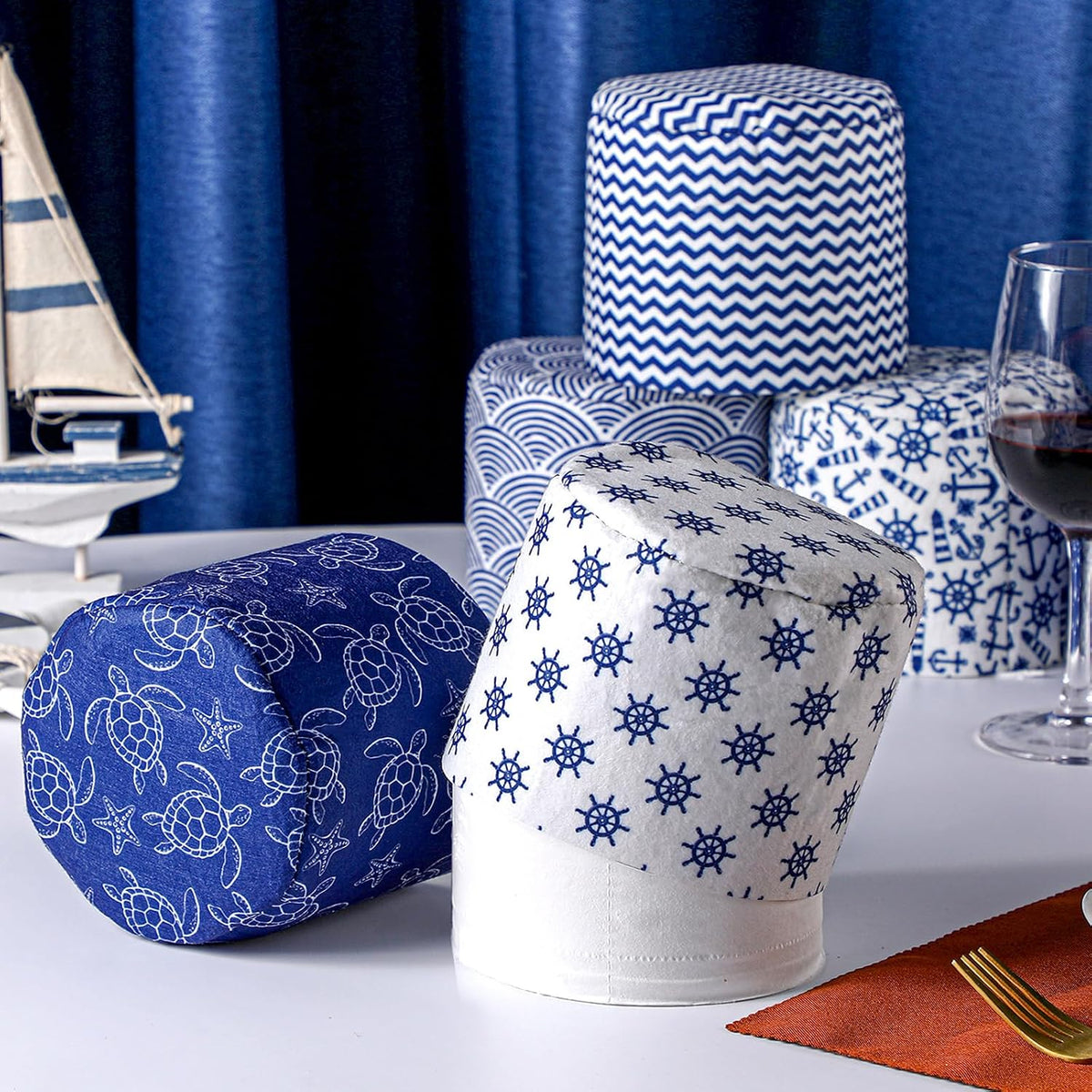 Hoolerry 6 Pcs Decorative Toilet Paper Roll Covers, Nautical