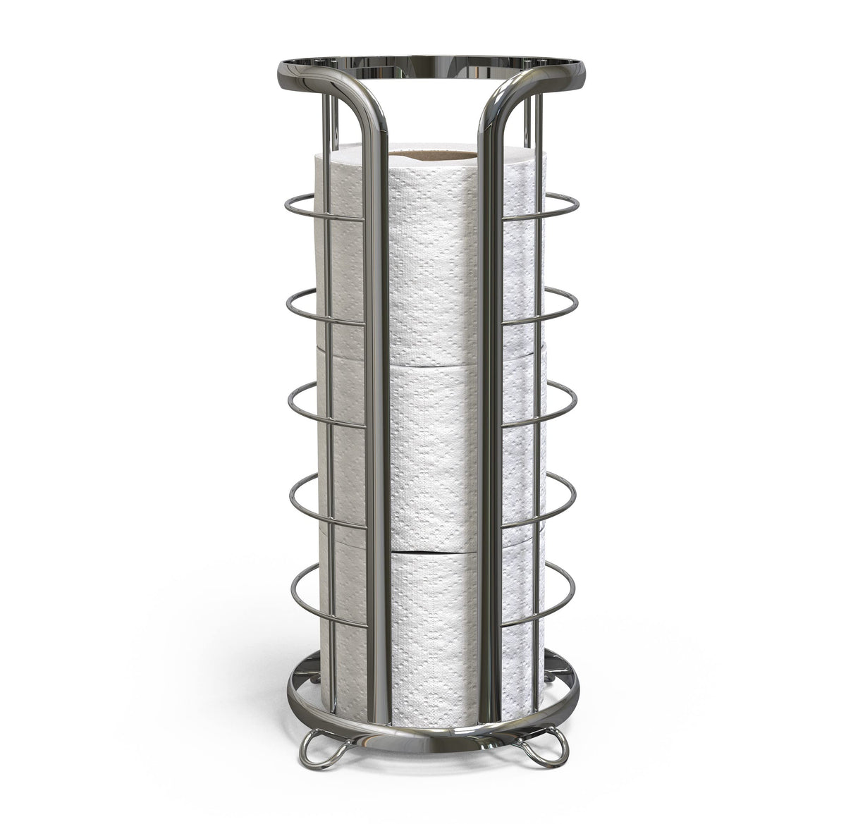 BROOKSTONE Over the Toilet Paper Holder Reserve - Toilet Paper Holder with Storage, Bathroom Toilet Paper Organizer, Metal Toilet Paper Roll Holder Fits Any Size Rolls - Matte White
